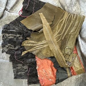 Asymmetrical Skirt in Black, Gold, and Red one of a kind